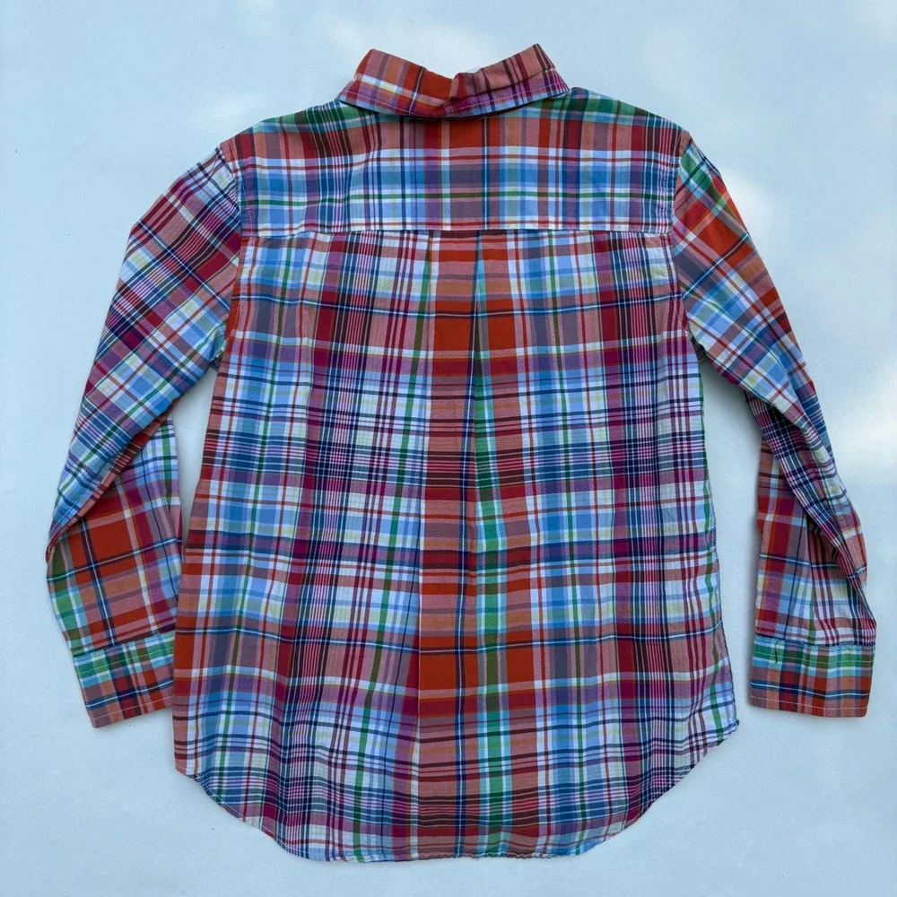 Ralph Lauren Boys Size 5 Multicolor Madras Plaid Button Down Shirt Long Sleeve